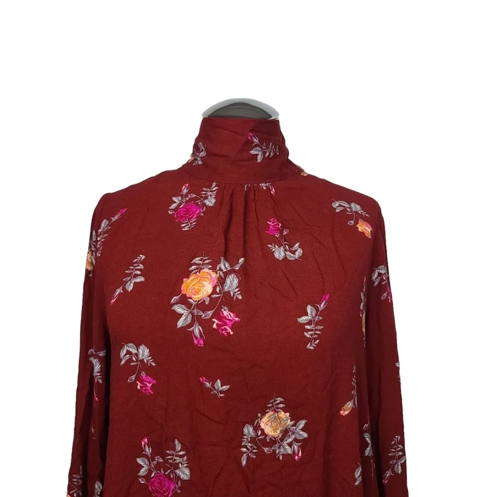NWT Free People Vintage Combo Floral Mock Neck Long Sleeve Mini Dress S